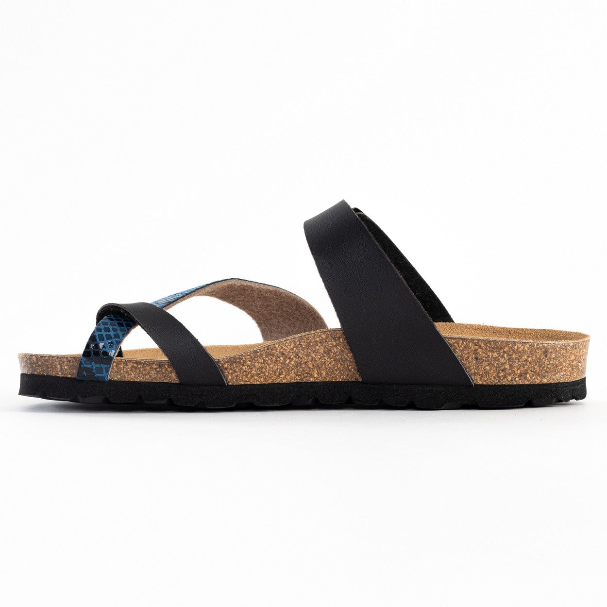 Sandalias con puntera Diane en negro y azul