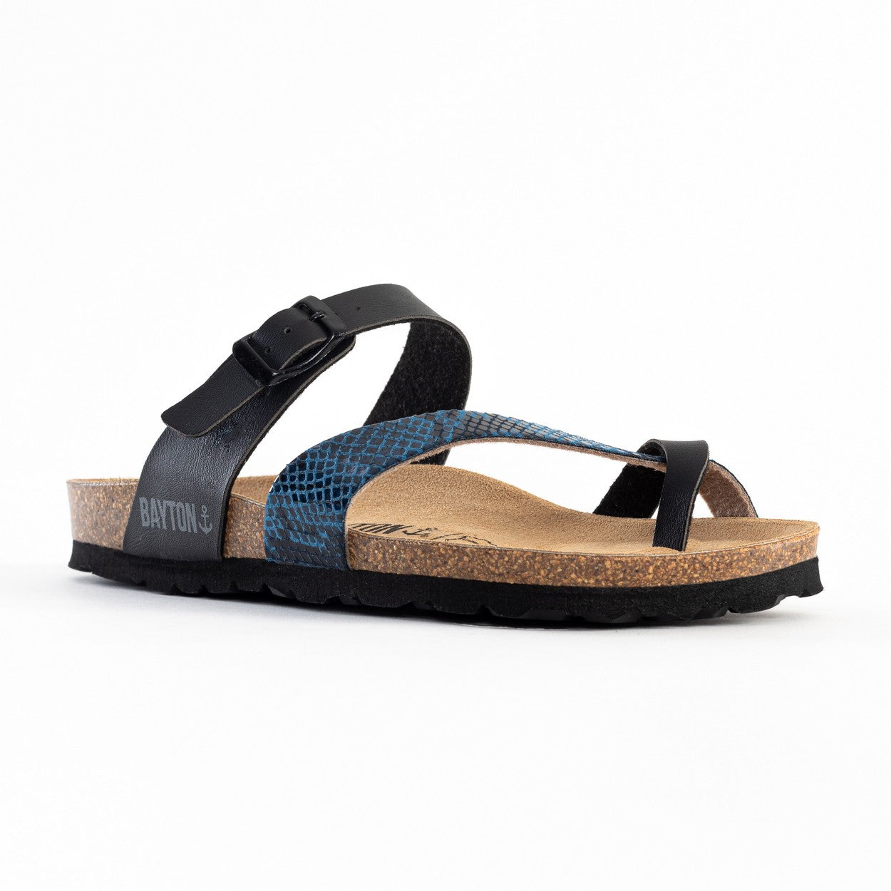 Sandalias con puntera Diane en negro y azul