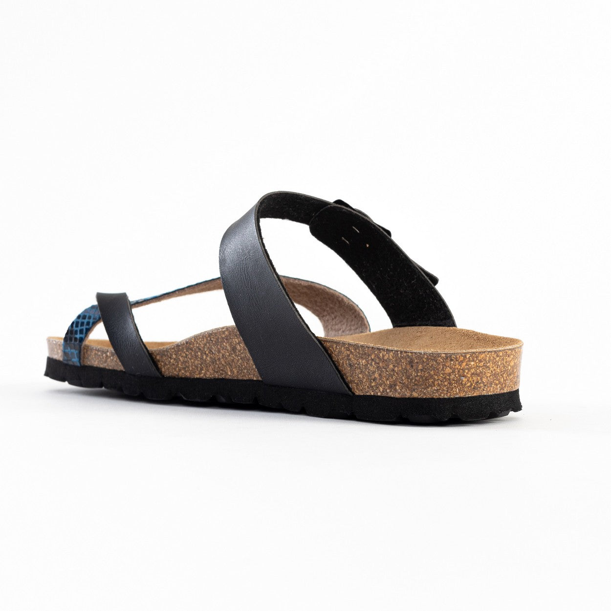 Sandalias con puntera Diane en negro y azul