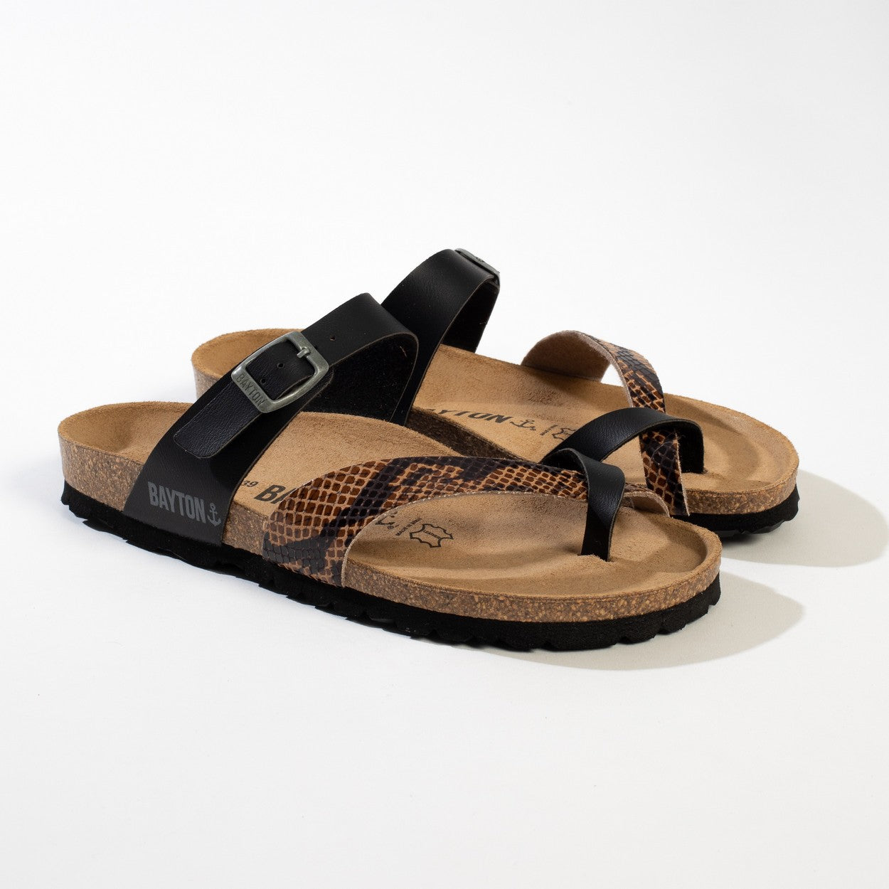 Diane Black and Brown Toe Post Sandals