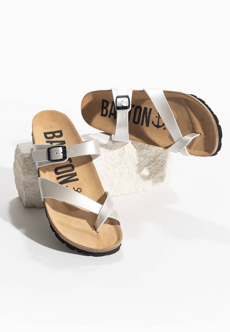 Diane Light Silver Toe-Thong Sandals