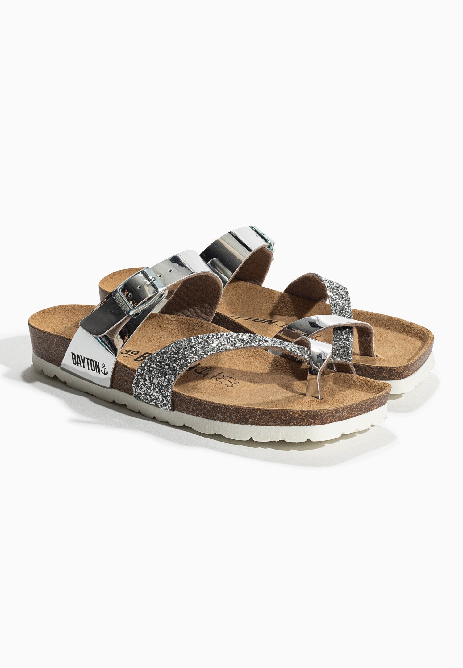 Sandalias Diane plateadas y brillantes