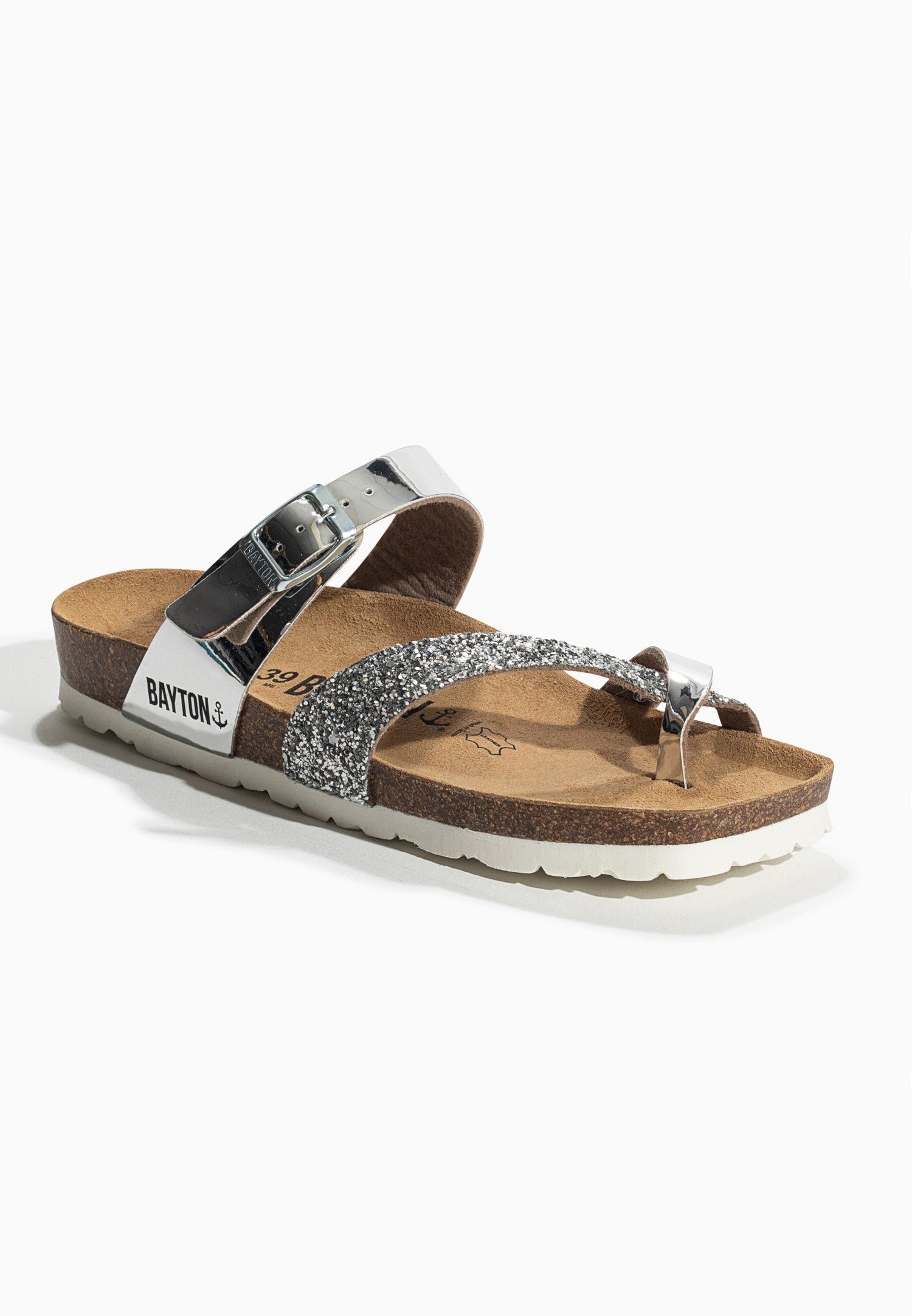 Diane Silver and Glitter Toe-Strap Sandals