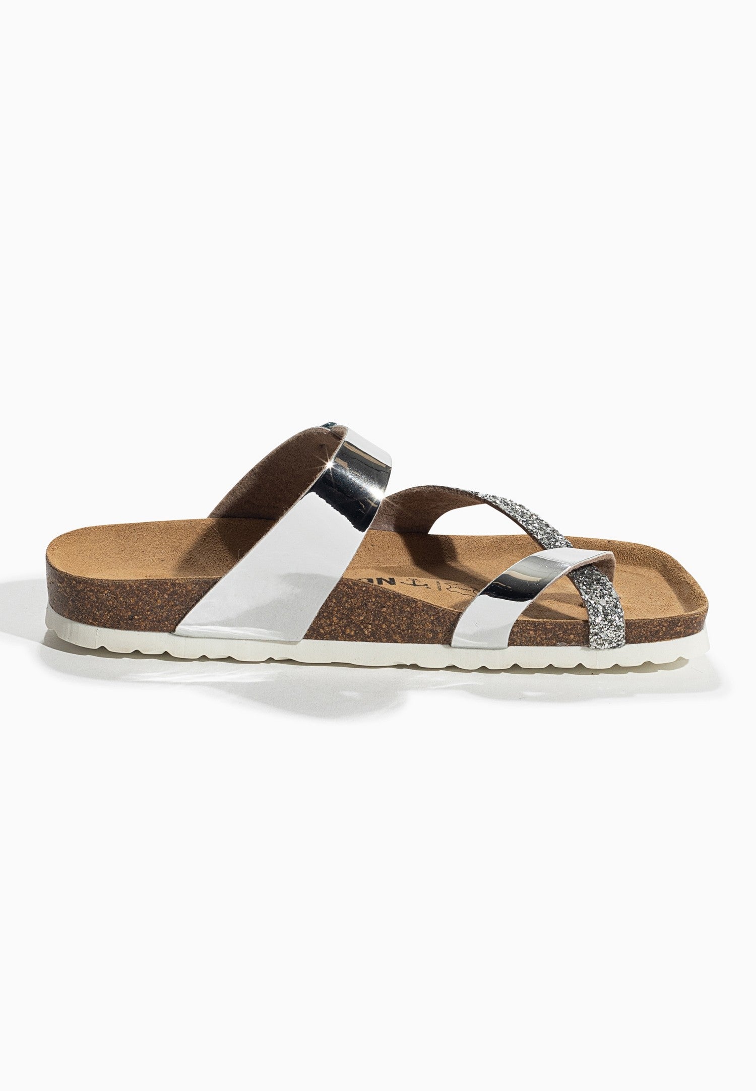 Sandalias Diane plateadas y brillantes