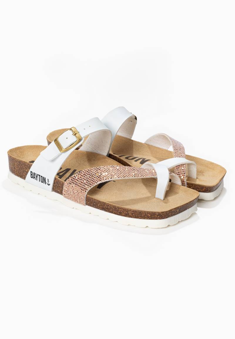 Sandalias Diane con purpurina en blanco y oro rosa