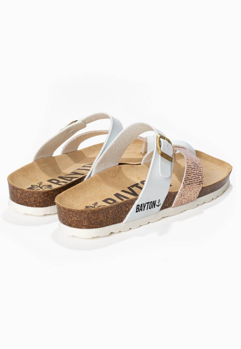 Sandalias Diane con purpurina en blanco y oro rosa