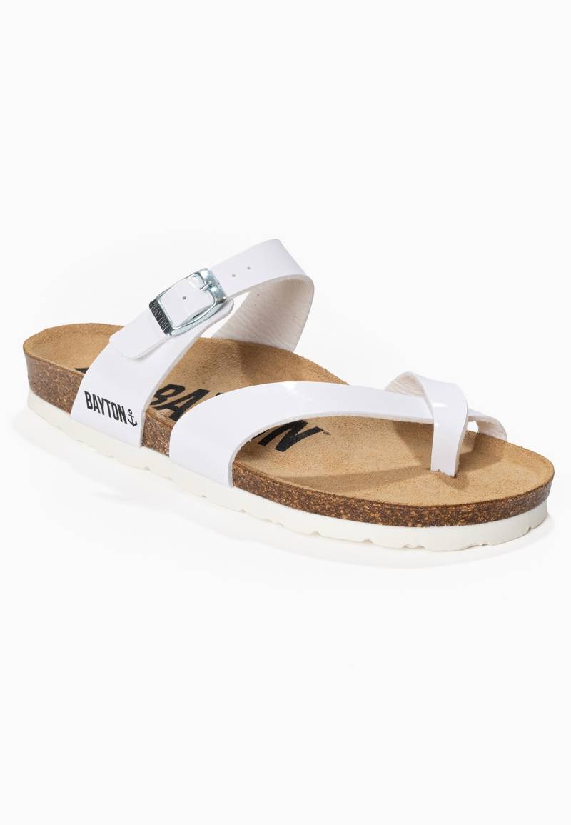 Diane White Toe-Strap Sandals