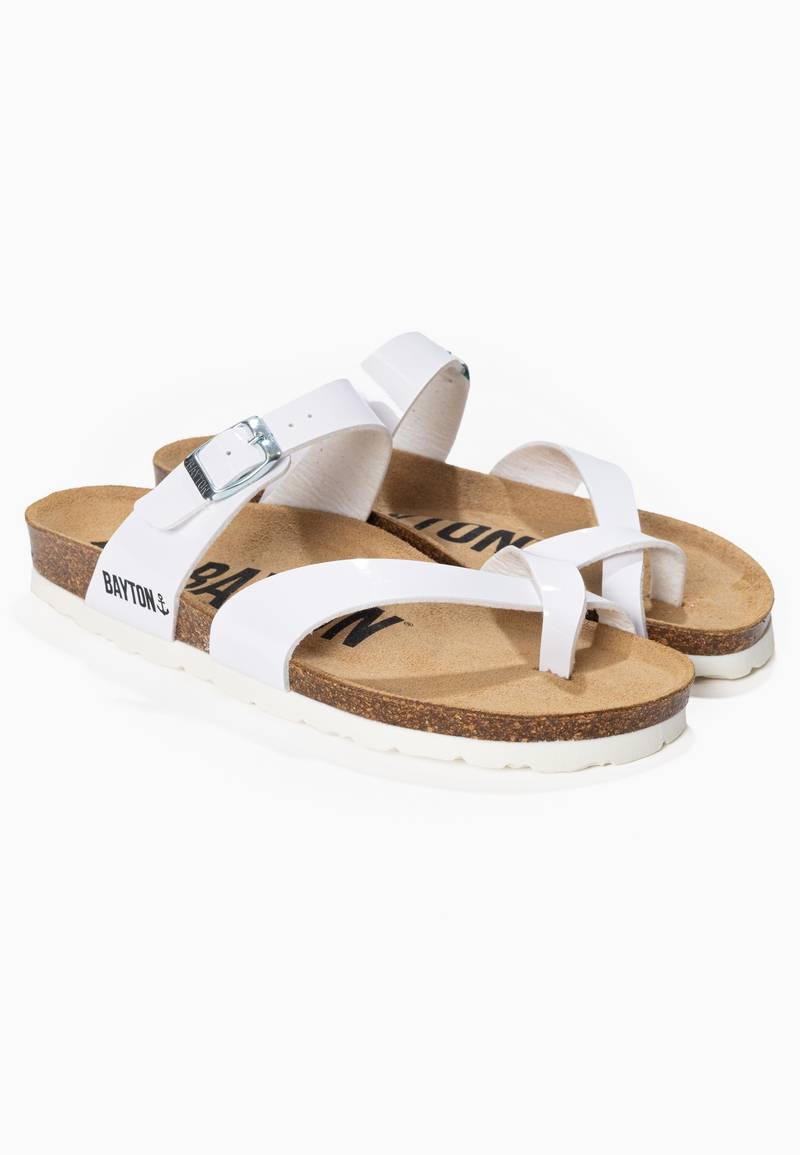 Diane White Toe-Strap Sandals