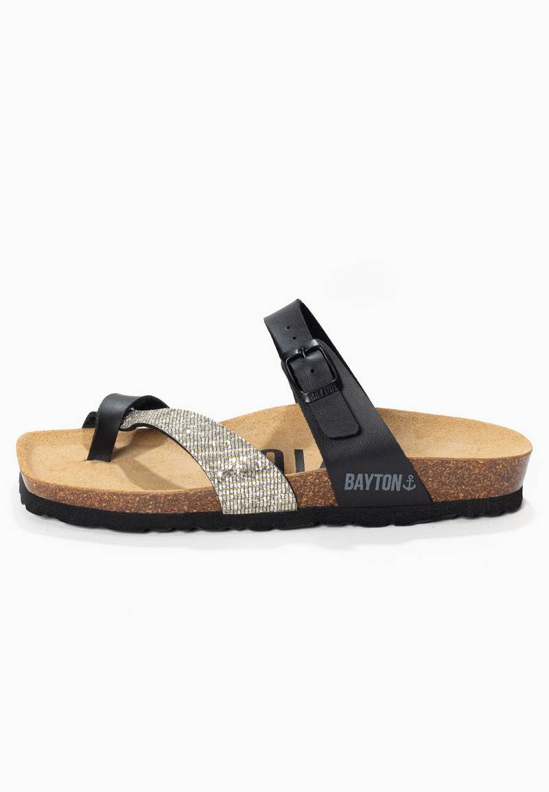 Sandalias Diane con purpurina negra y plateada