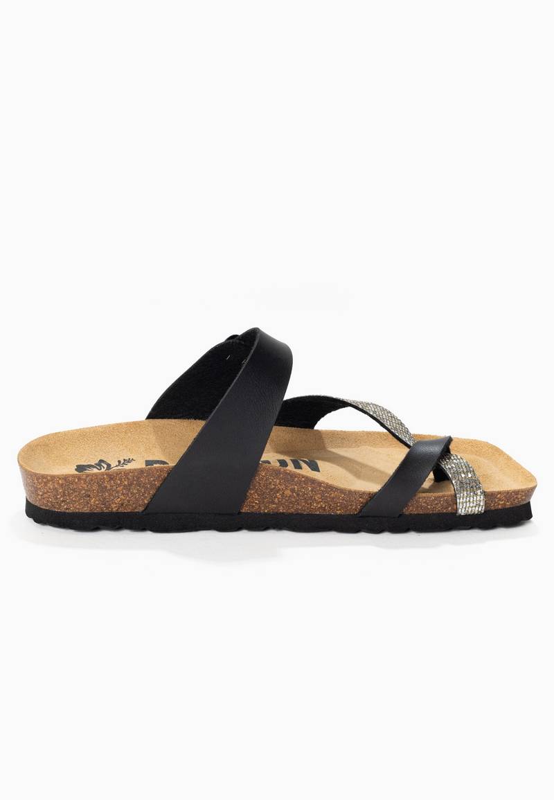 Sandalias Diane con purpurina negra y plateada