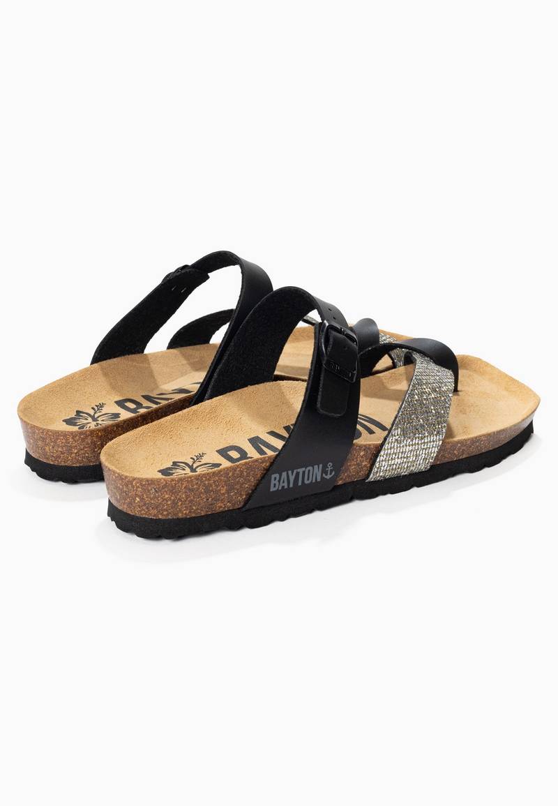 Sandalias Diane con purpurina negra y plateada