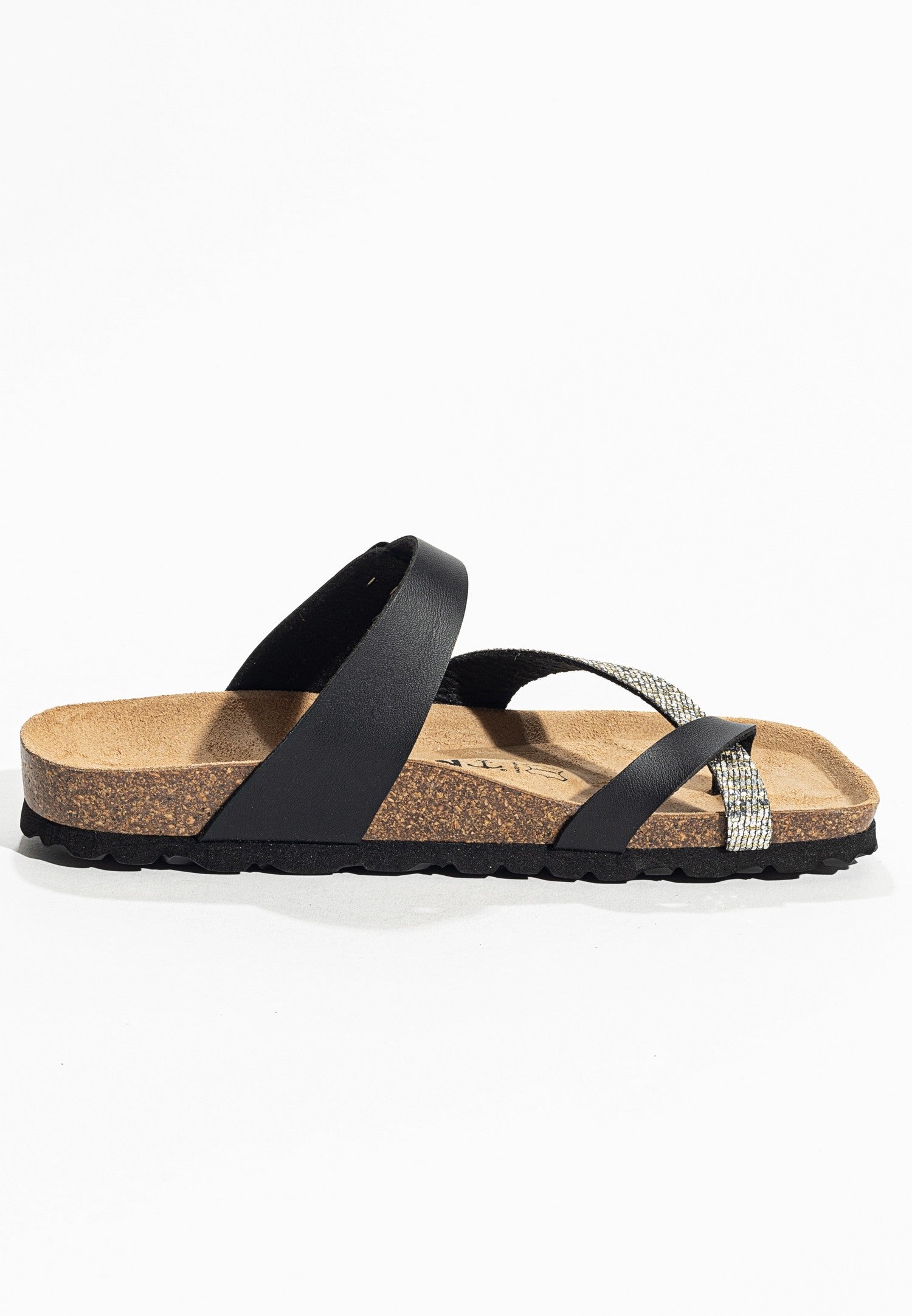 Sandalias Diane con purpurina negra y plateada