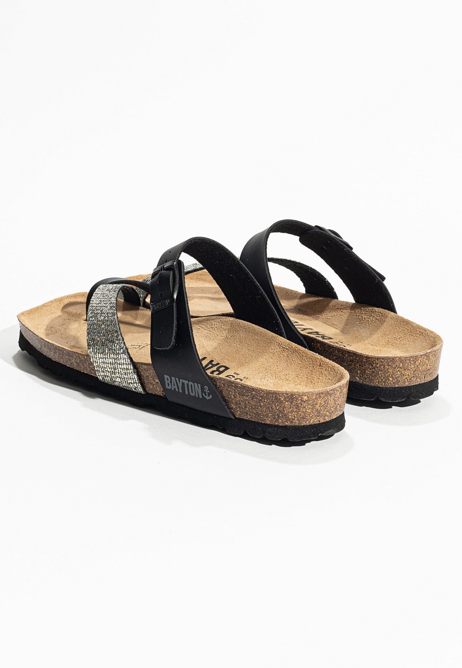 Sandalias Diane con purpurina negra y plateada