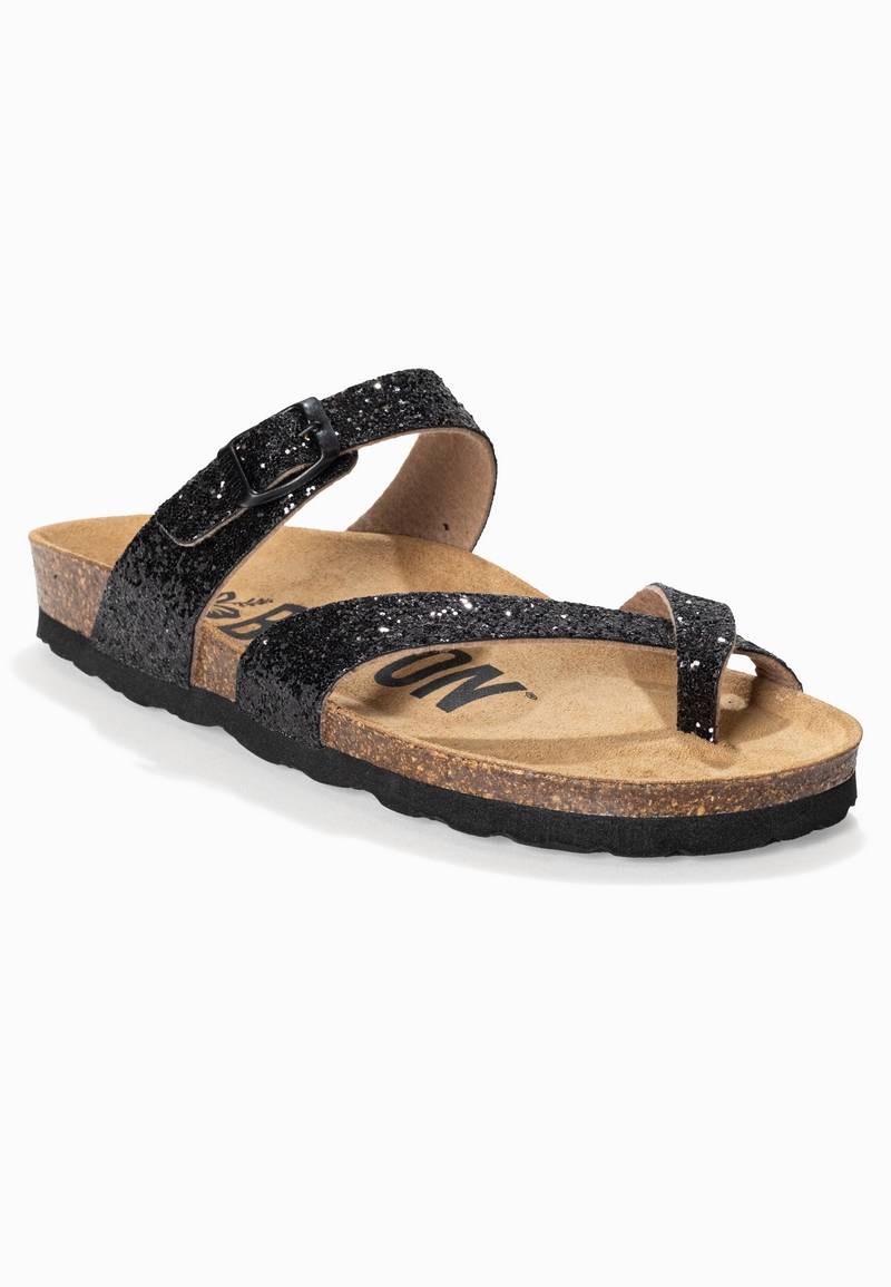 Diane Black Glittery Toe Post Sandals