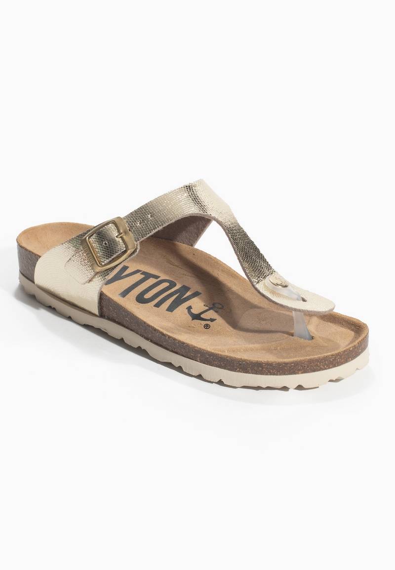 Gold Mercury Toe-Strap Sandals