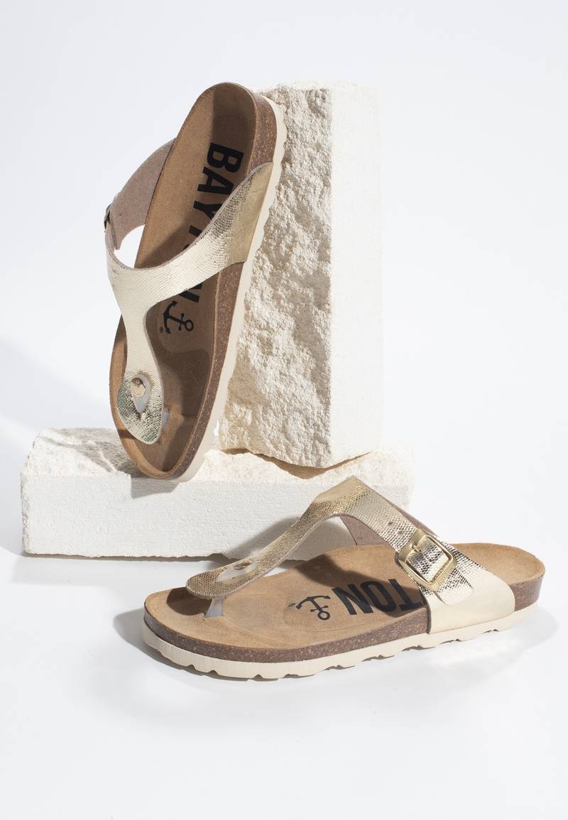 Gold Mercury Toe-Strap Sandals