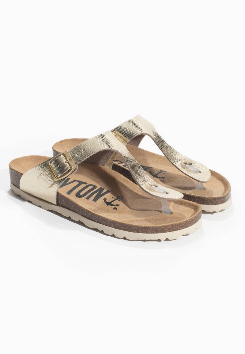 Gold Mercury Toe-Strap Sandals