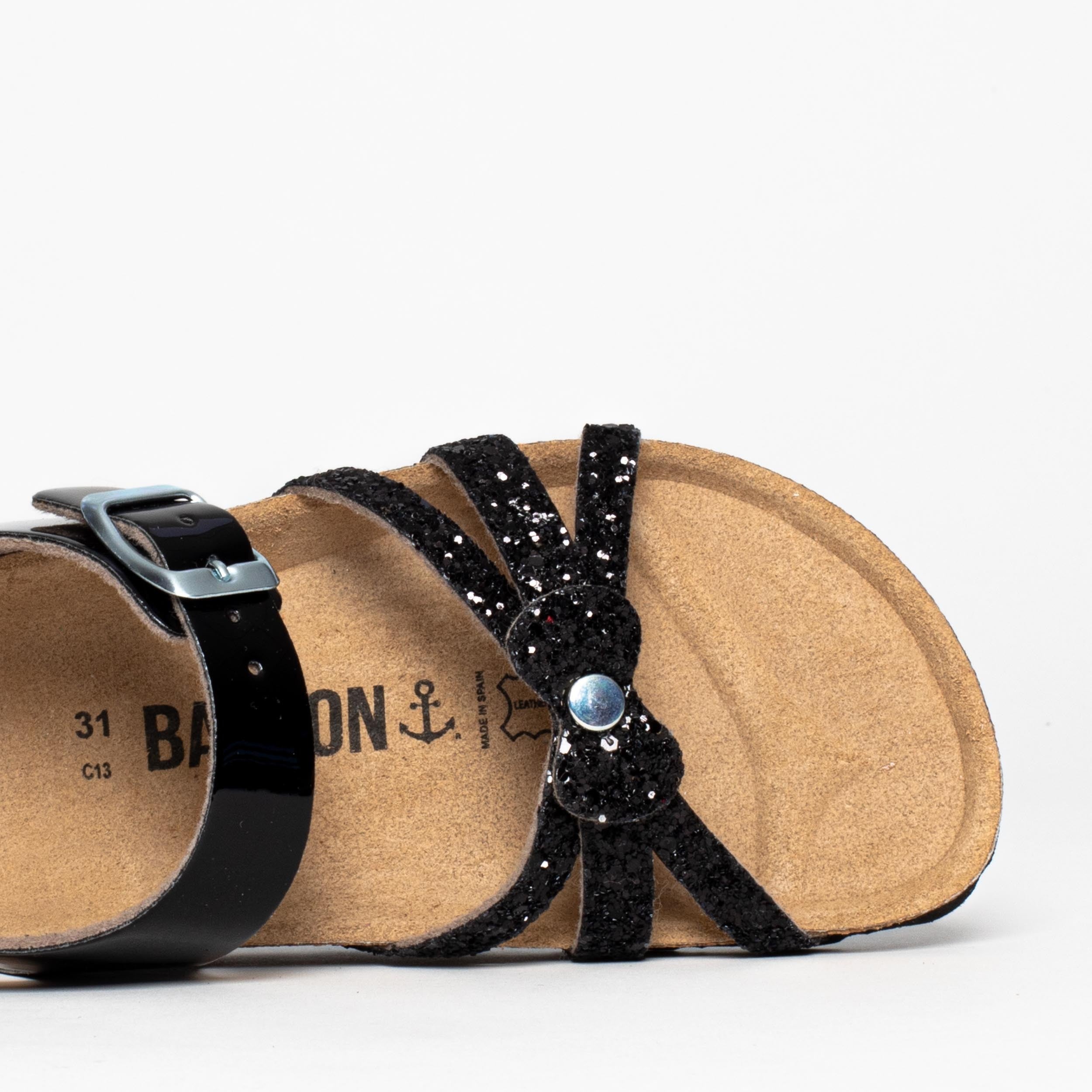 Eirene Black Multi-Strap Sandals