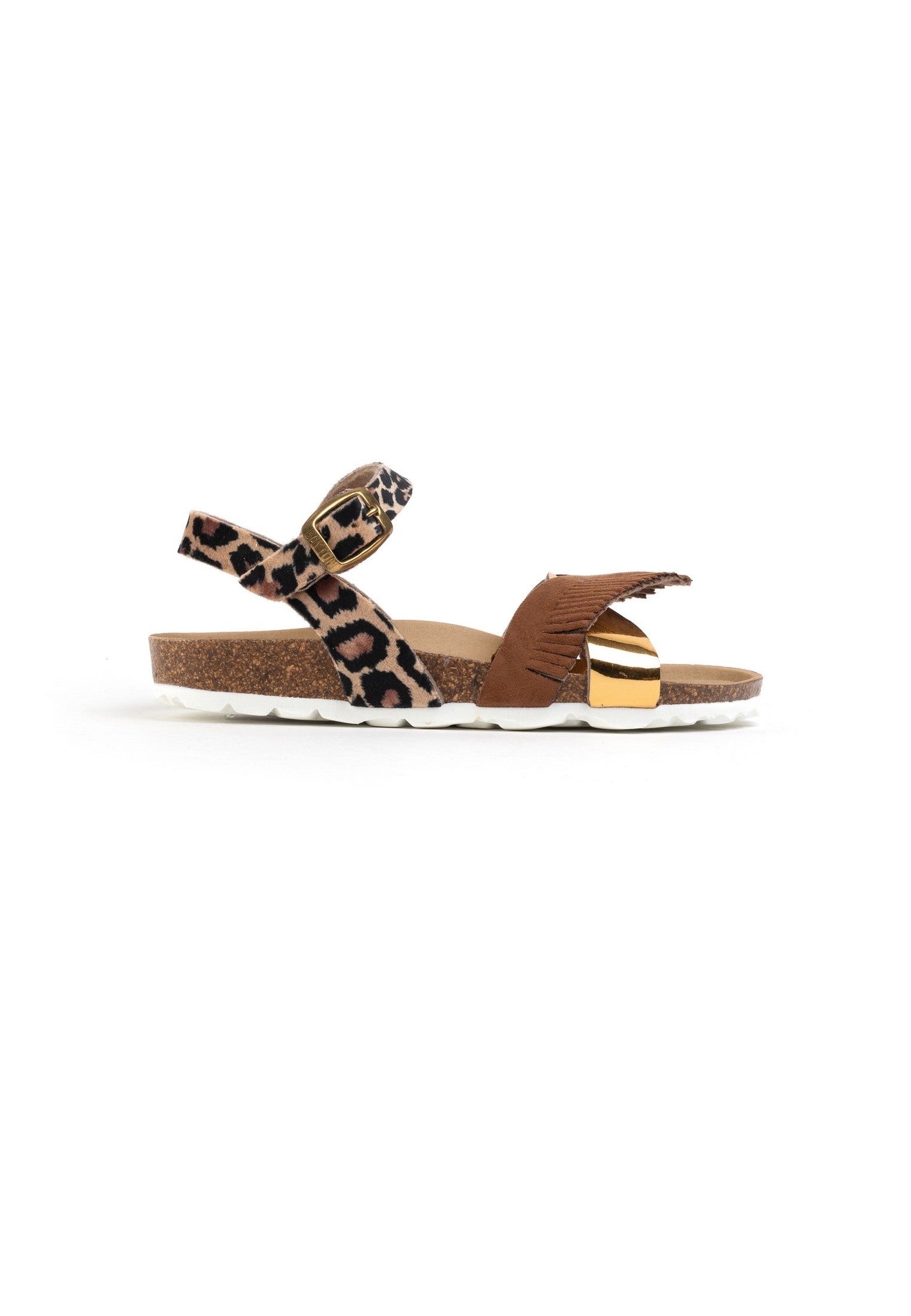 Franny Brown and Gold Leopard Multi-Strap Sandals