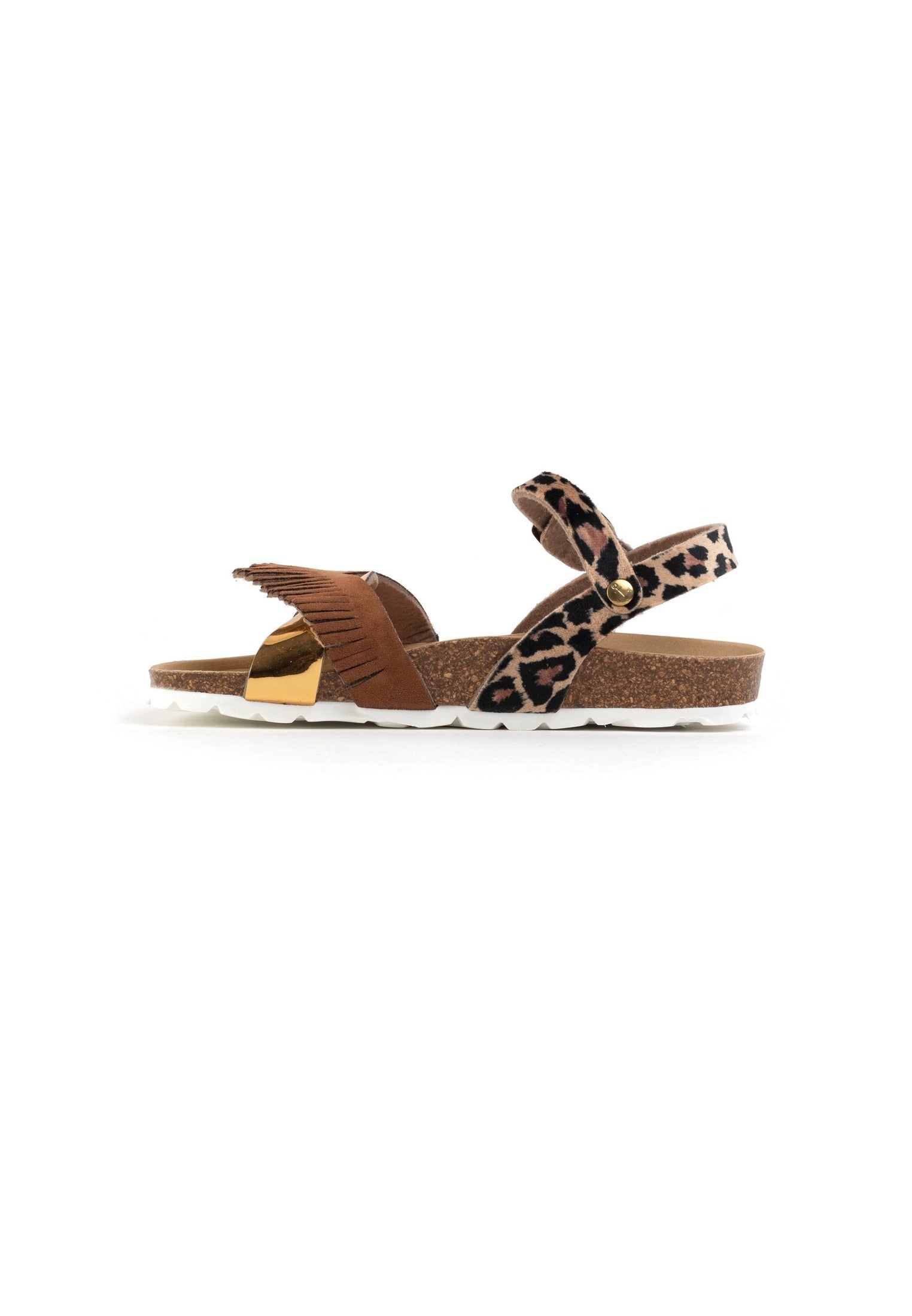 Franny Brown and Gold Leopard Multi-Strap Sandals