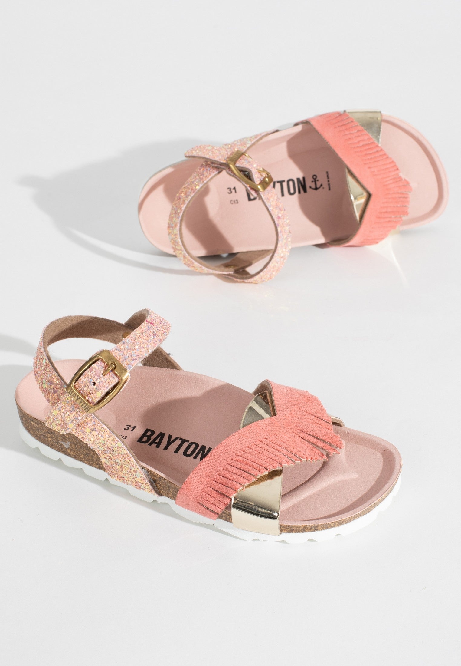 Sandalias Franny Multibrides Glitter Rosa Y Rosa