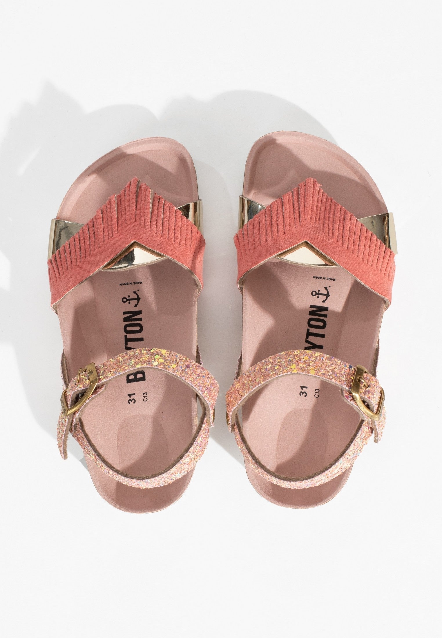 Sandalias Franny Multibrides Glitter Rosa Y Rosa