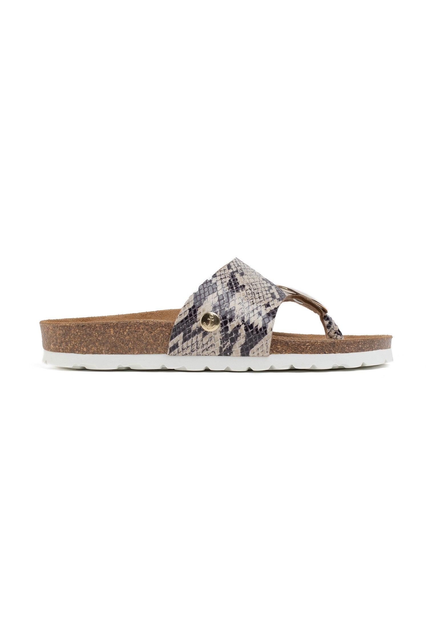 Galante 1 Strap Beige and Python Sandals with Toe Posts