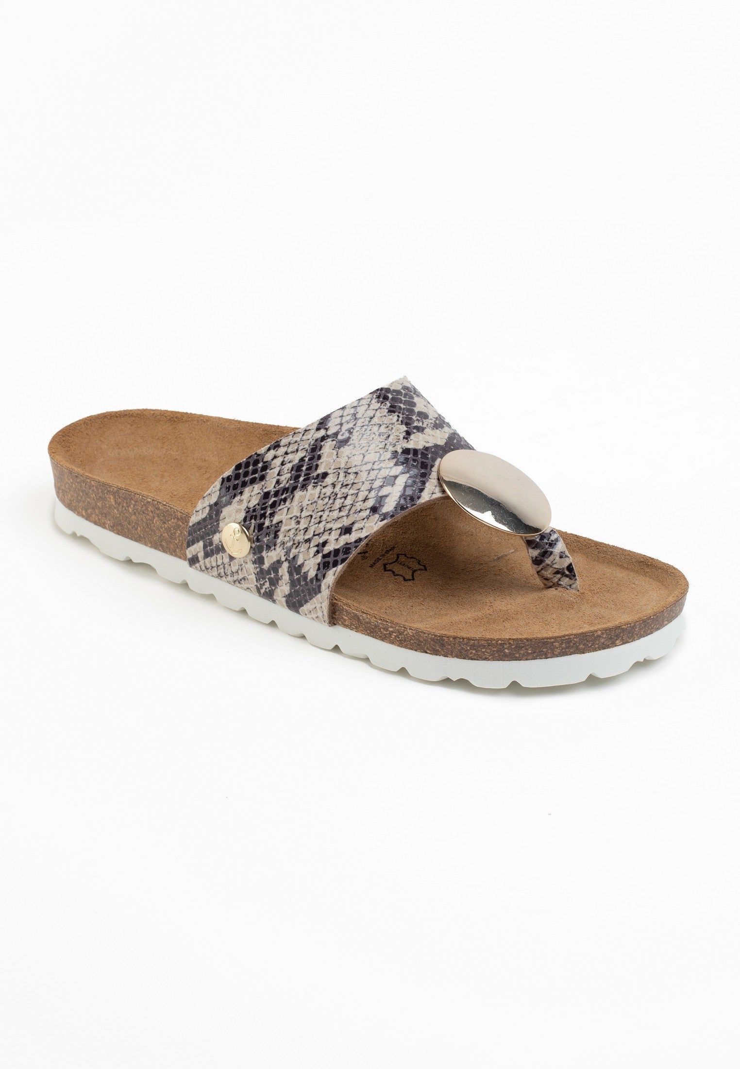 Galante 1 Strap Beige and Python Sandals with Toe Posts