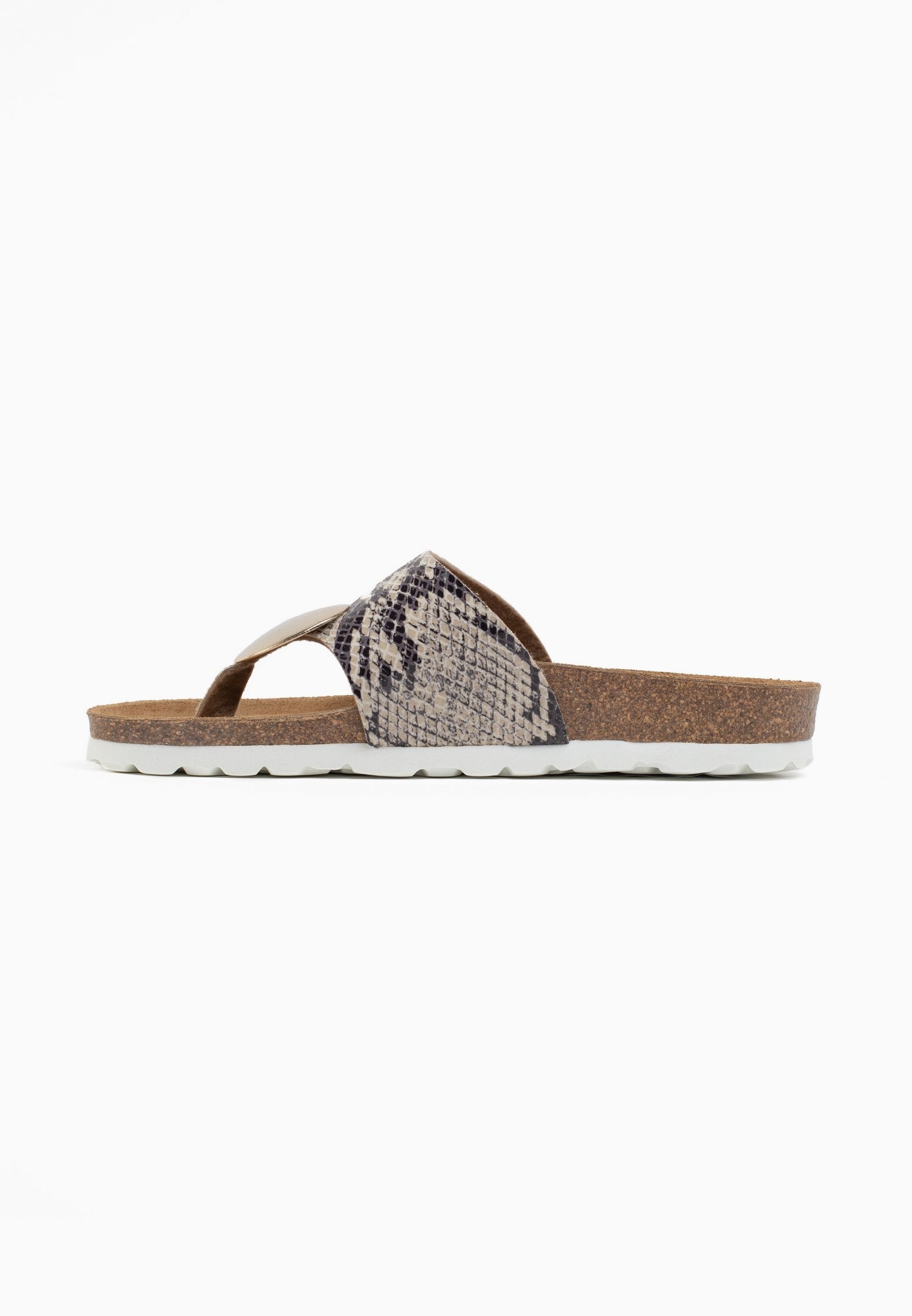 Galante 1 Strap Beige and Python Sandals with Toe Posts