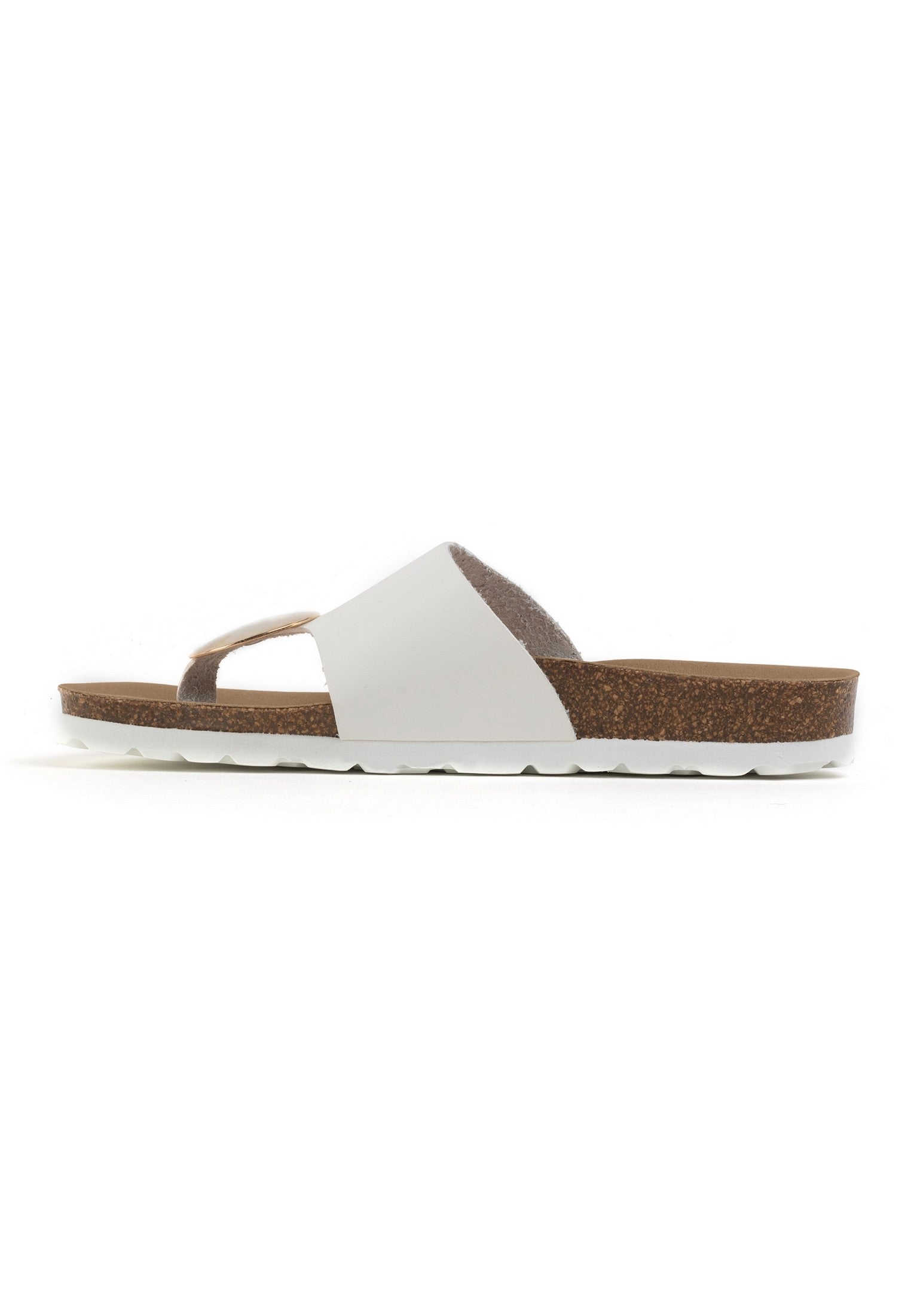 Galante 1 Strap White Toe-Strap Sandals