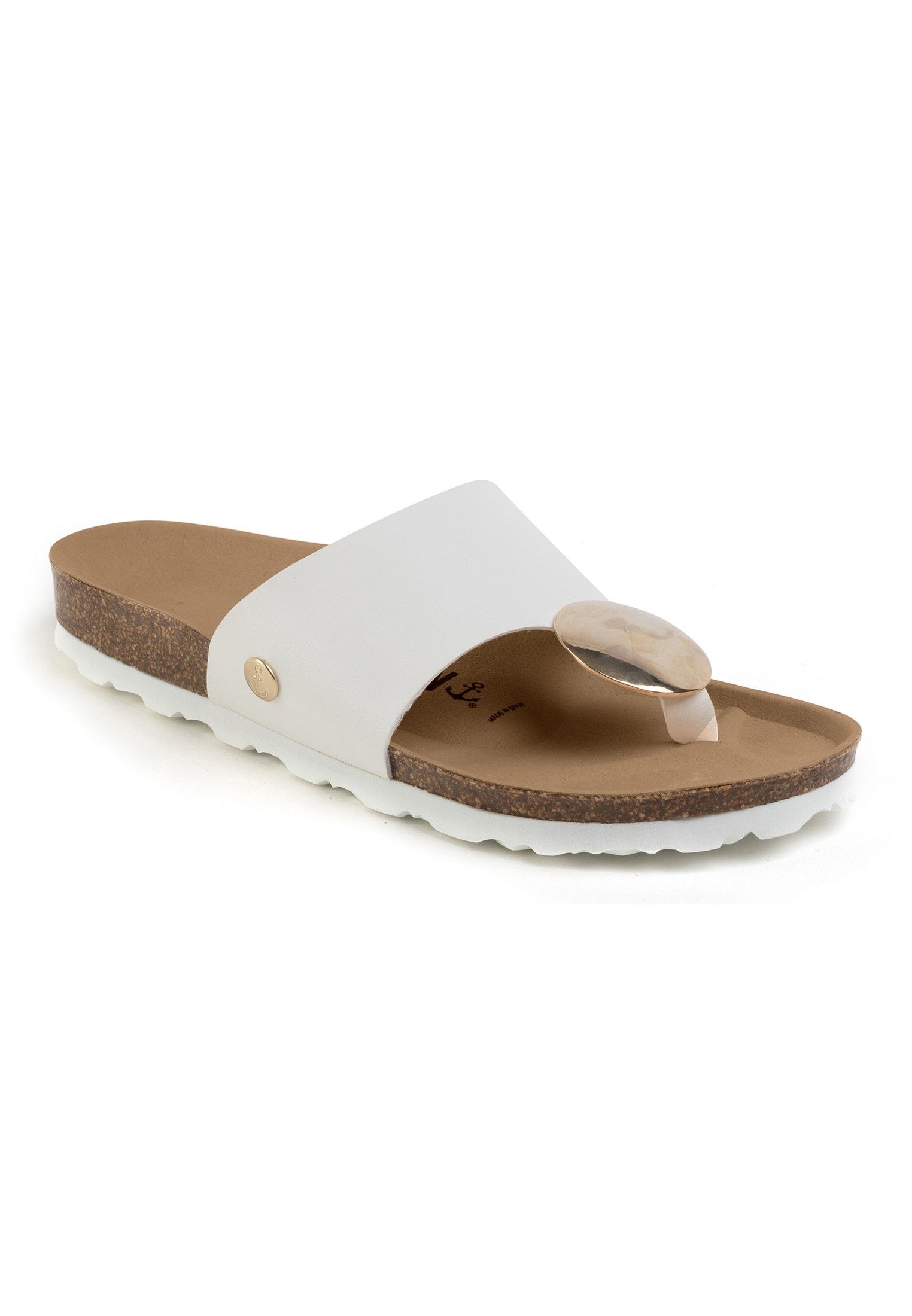 Galante 1 Strap White Toe-Strap Sandals