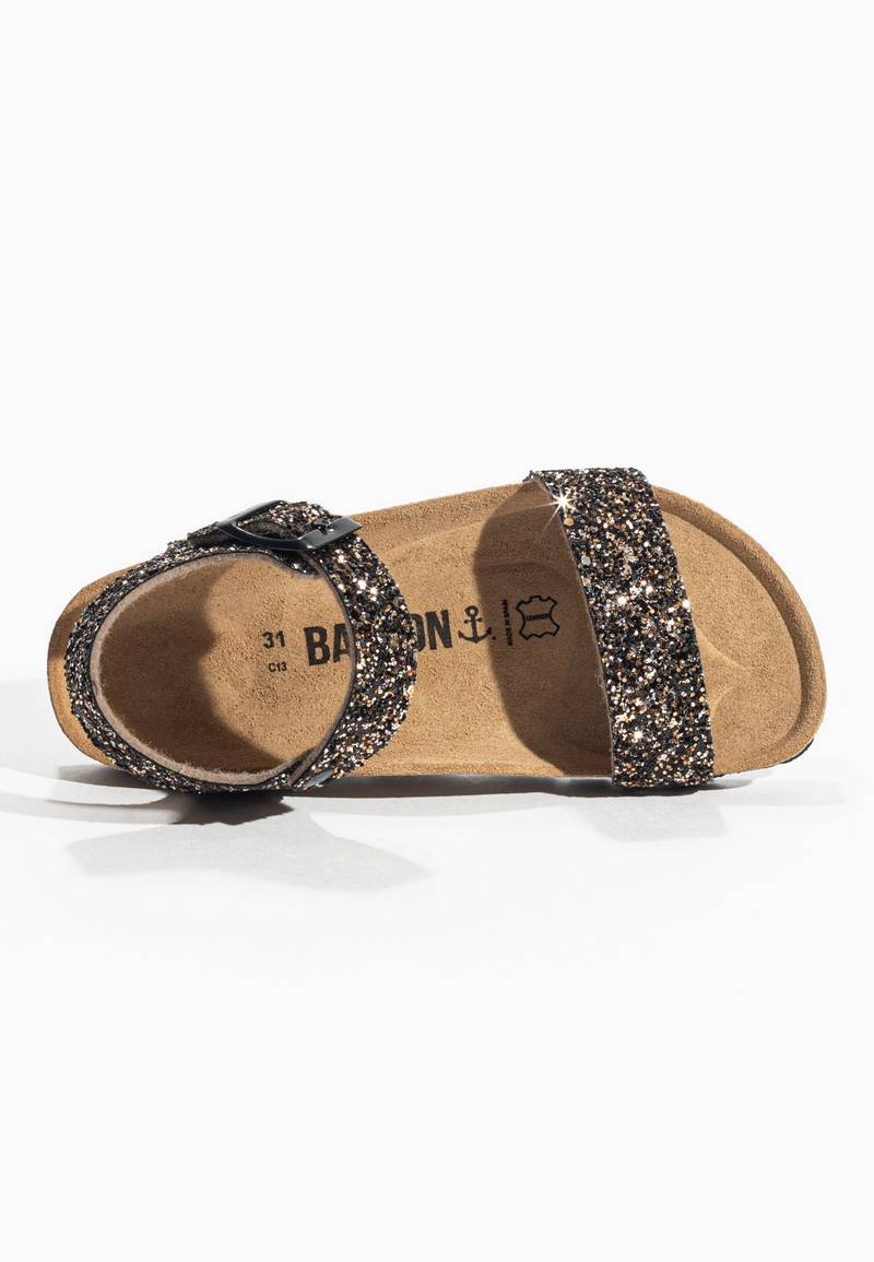 Gwenola Bronze Glitter Multi-Strap Sandals