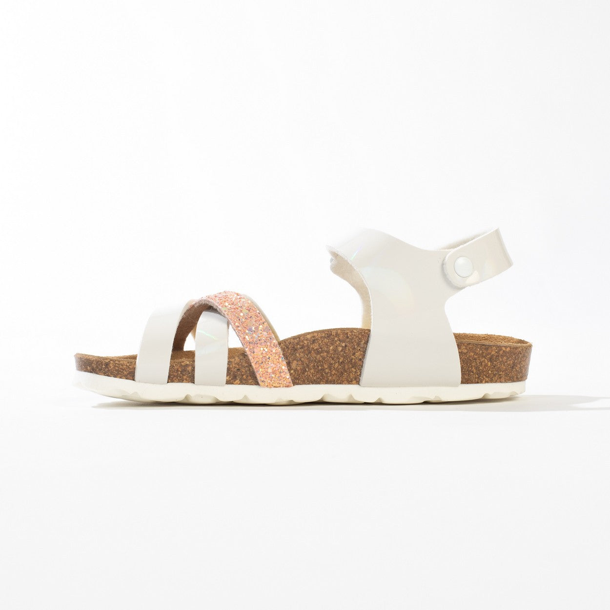 Hestia Salmon and White Multi-Strap Sandals