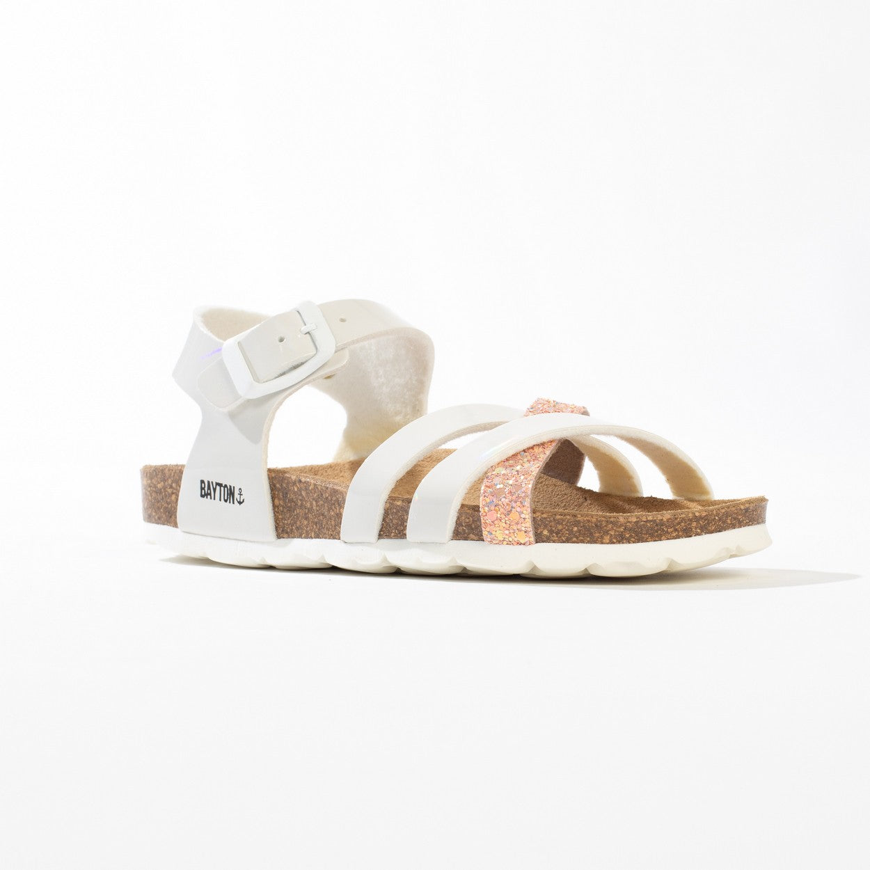 Hestia Salmon and White Multi-Strap Sandals