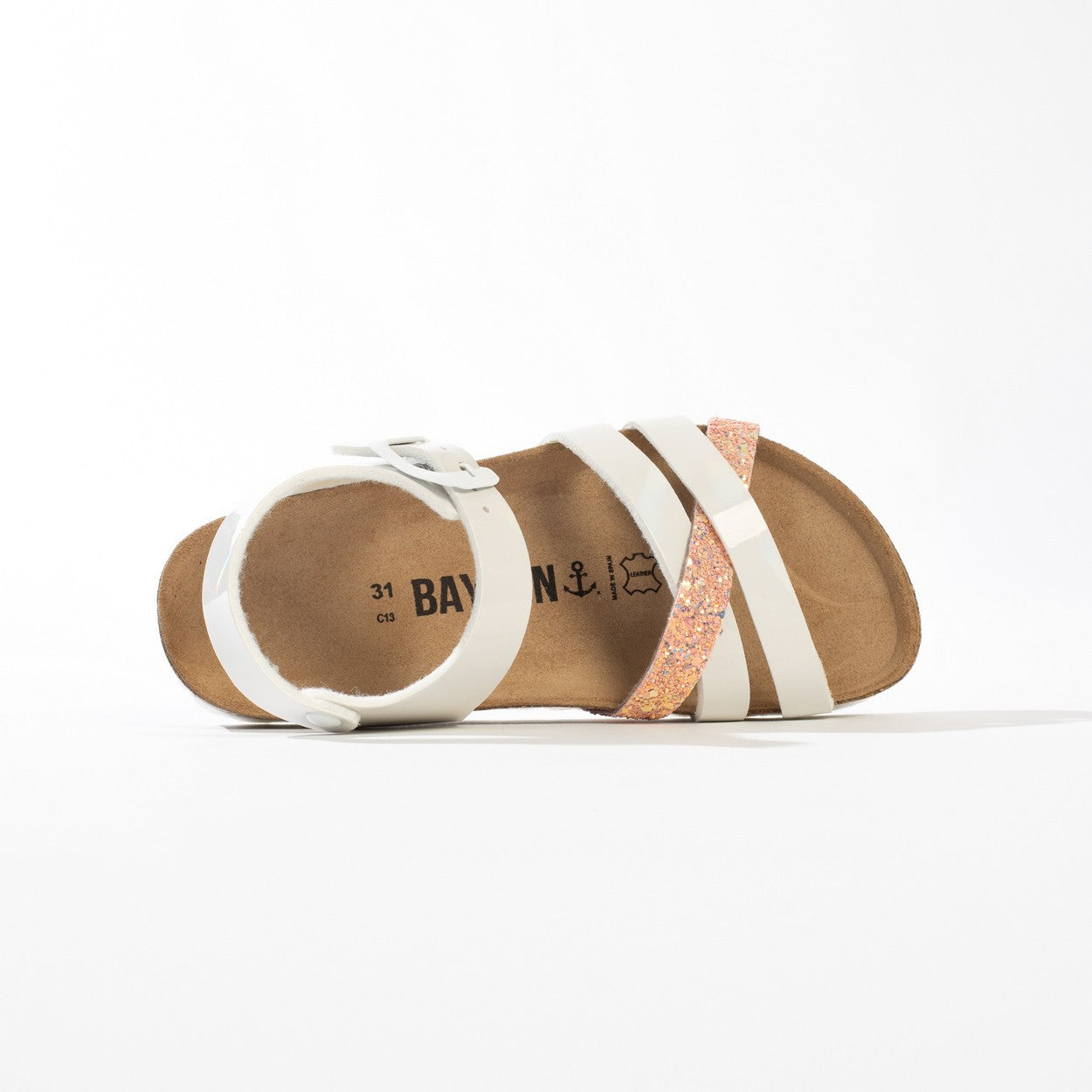 Hestia Salmon and White Multi-Strap Sandals