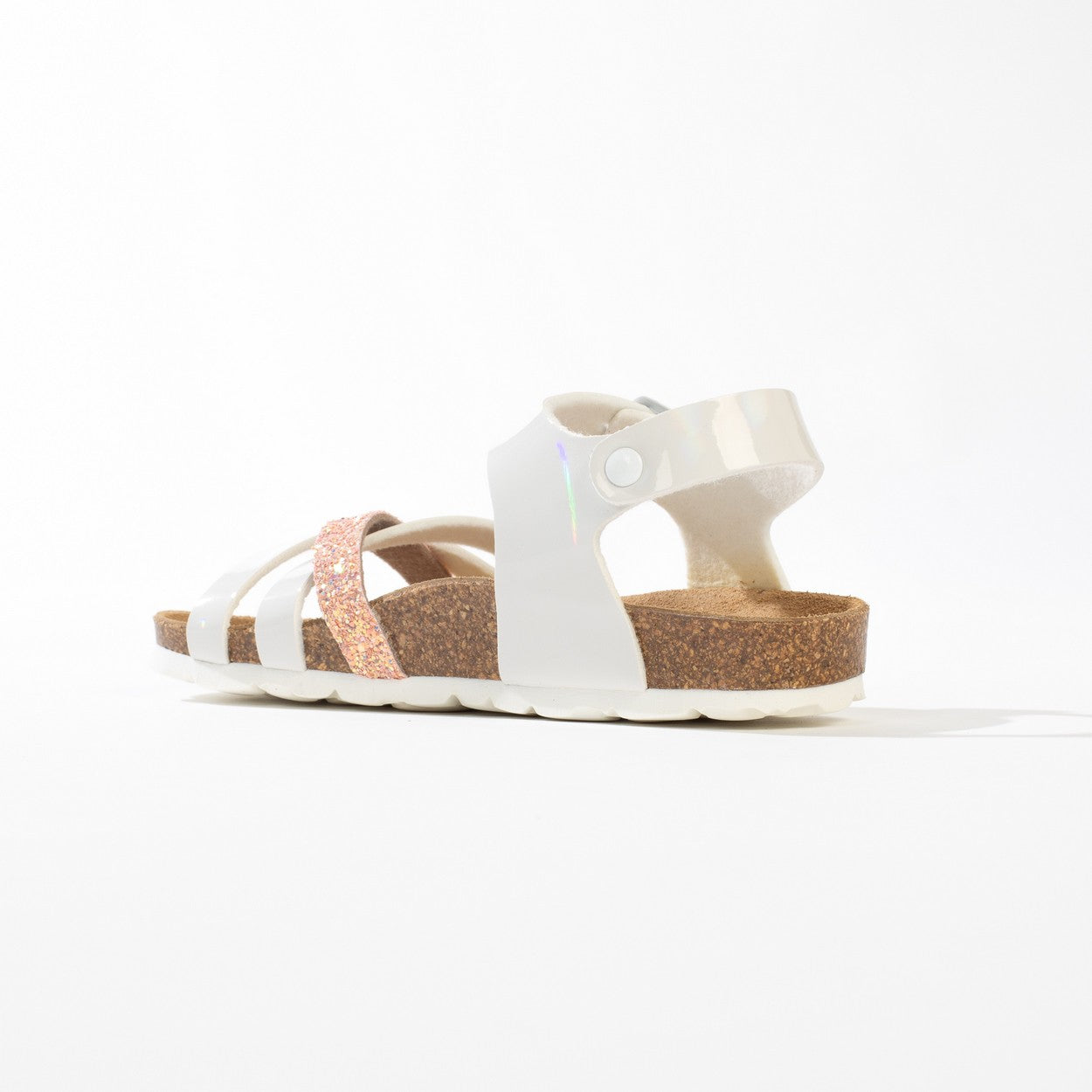 Hestia Salmon and White Multi-Strap Sandals