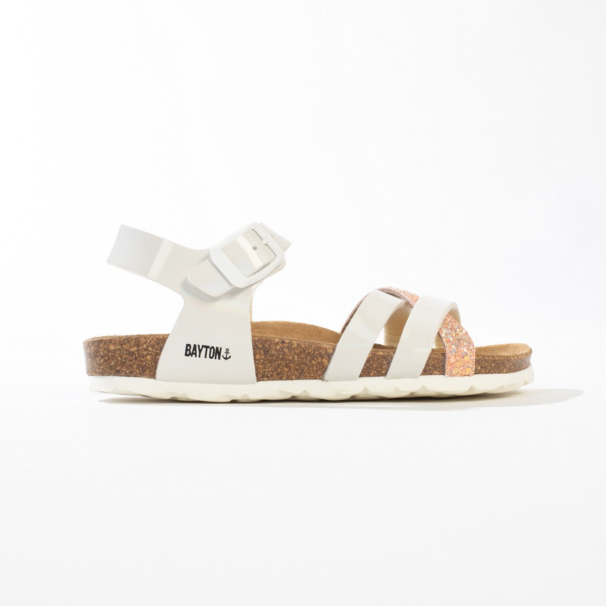 Hestia Salmon and White Multi-Strap Sandals