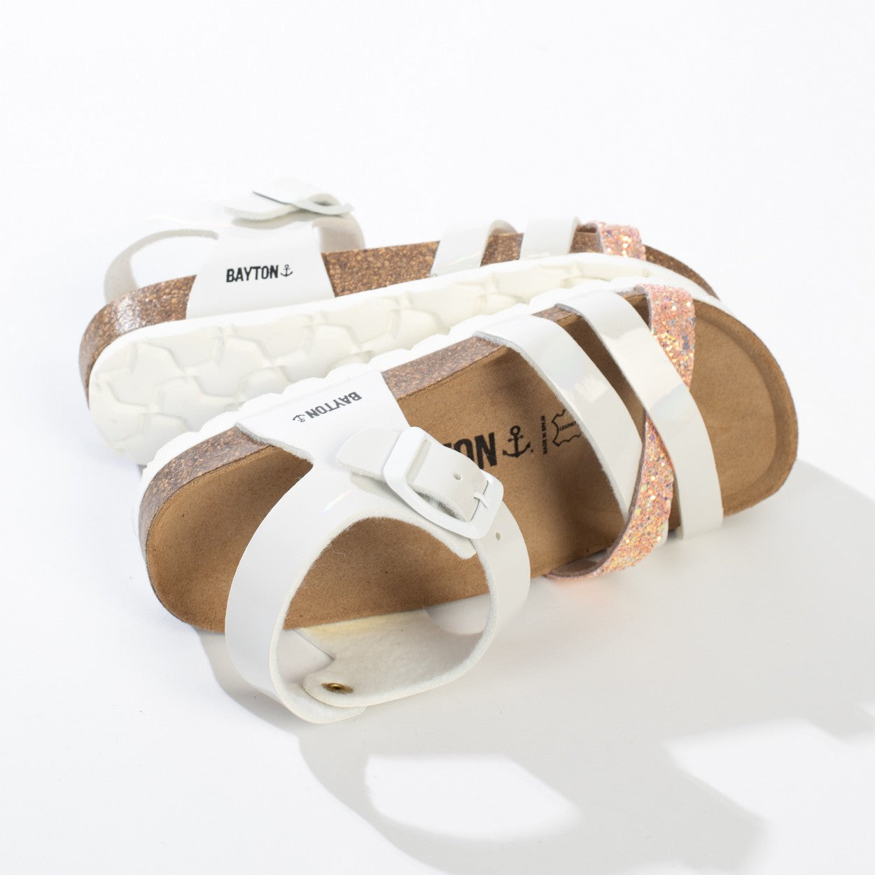 Hestia Salmon and White Multi-Strap Sandals