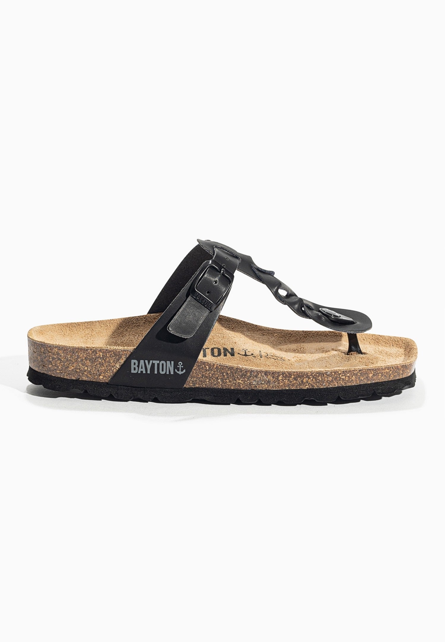 Huelva Black Toe-Thong Sandals