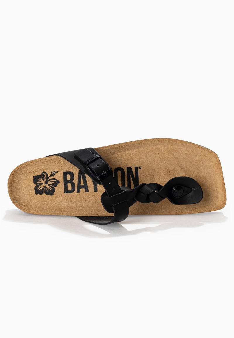 Huelva Black Toe-Thong Sandals