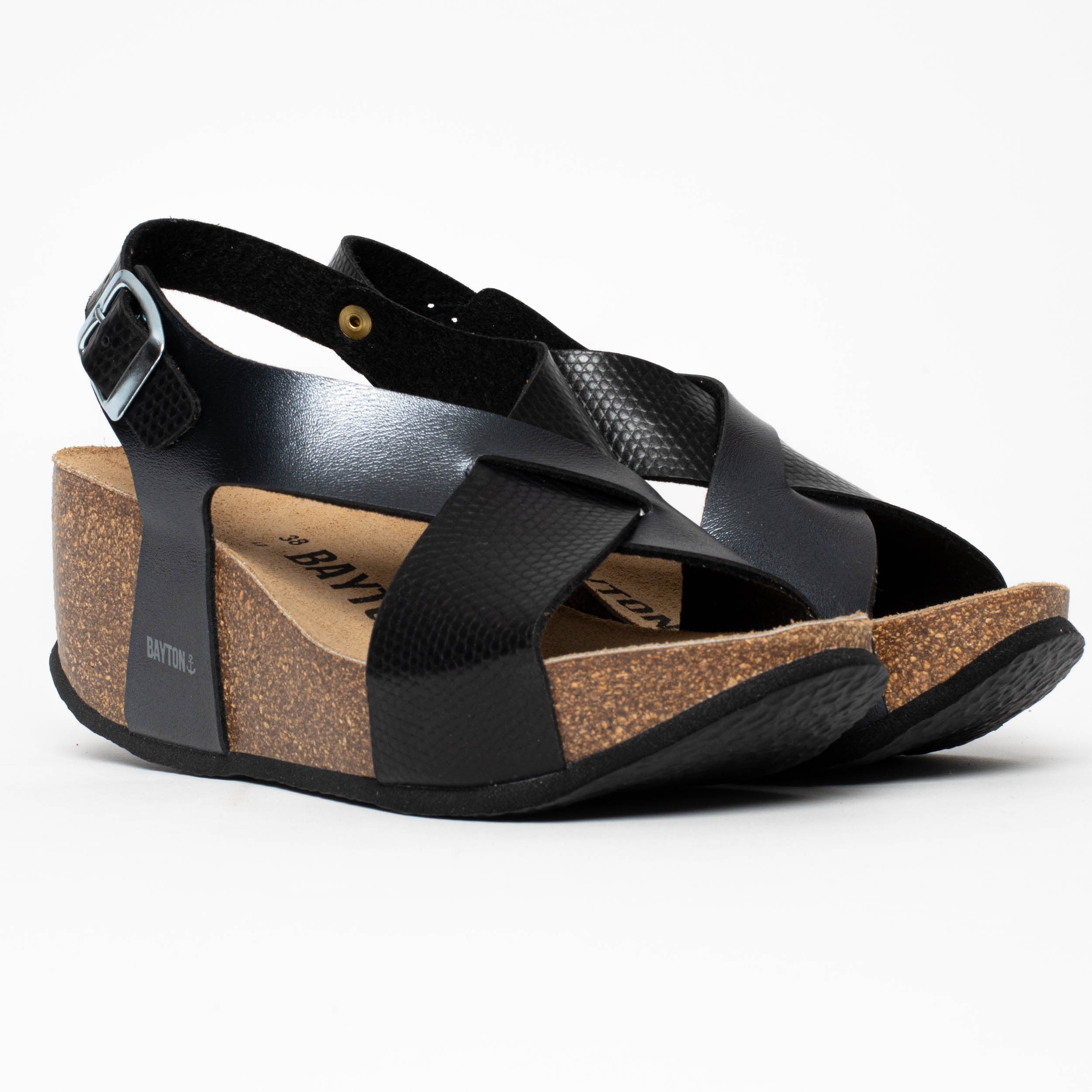 Sandalias Jerez Cuña Y Semicuña Negro