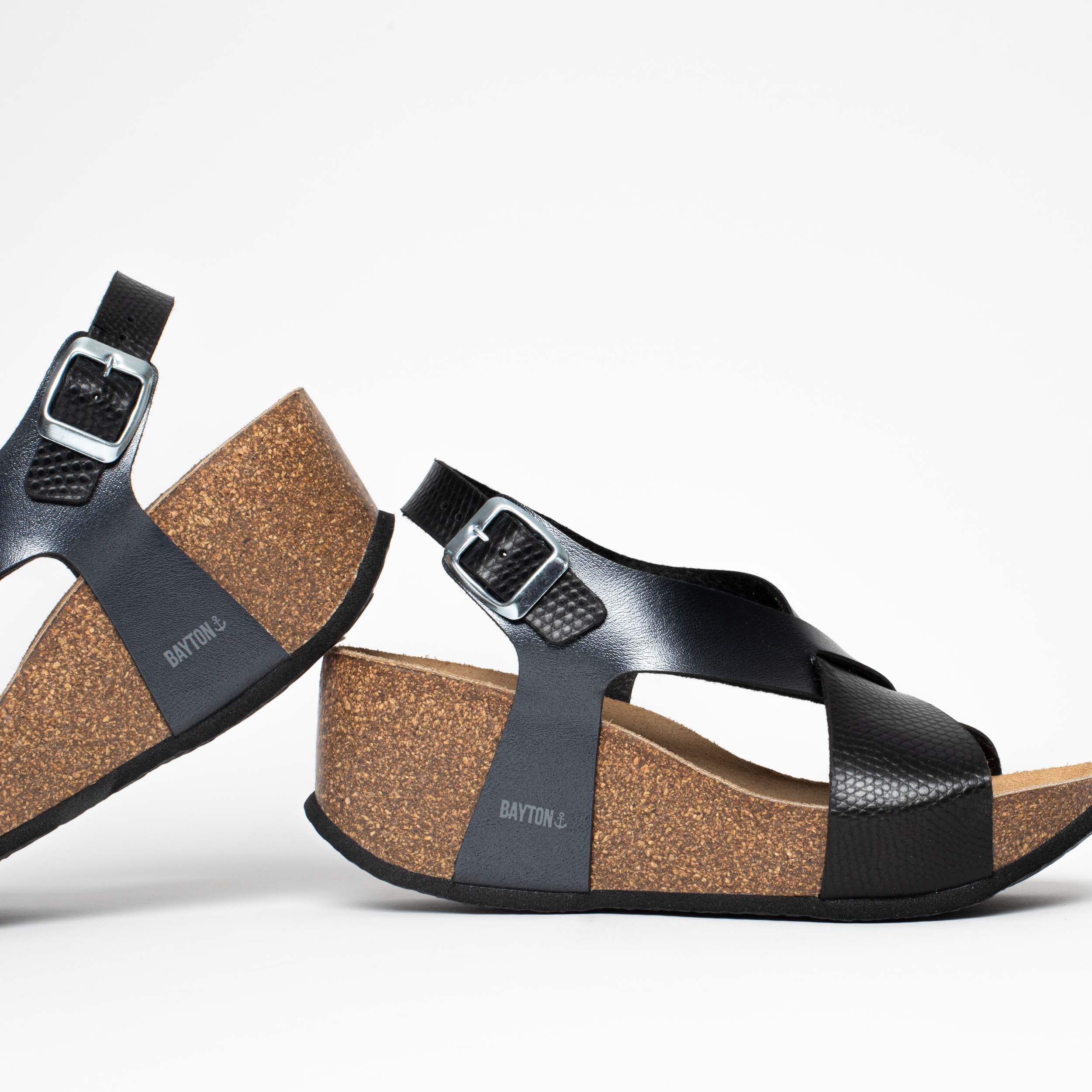 Sandalias Jerez Cuña Y Semicuña Negro