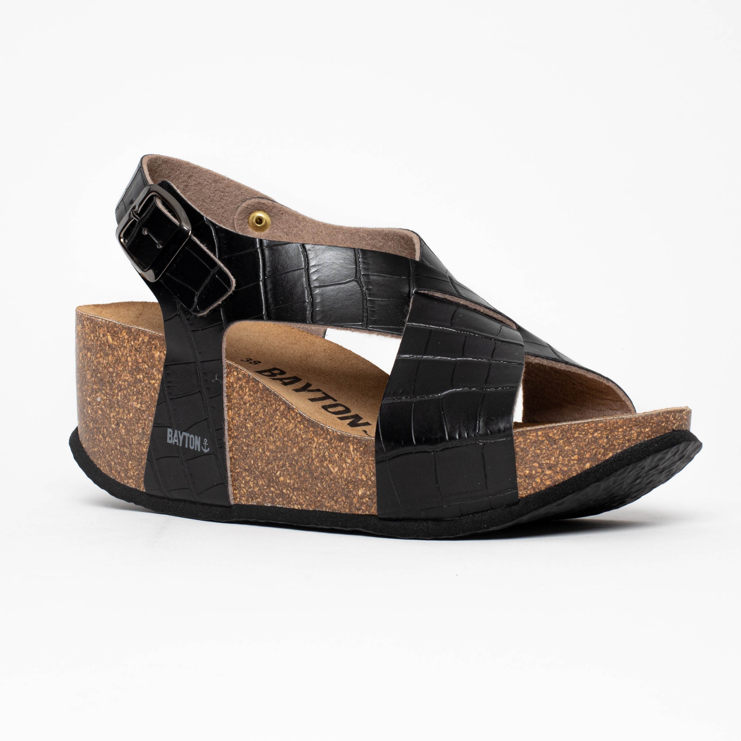 Jerez Black Wedge and Semi-Wedge Sandals