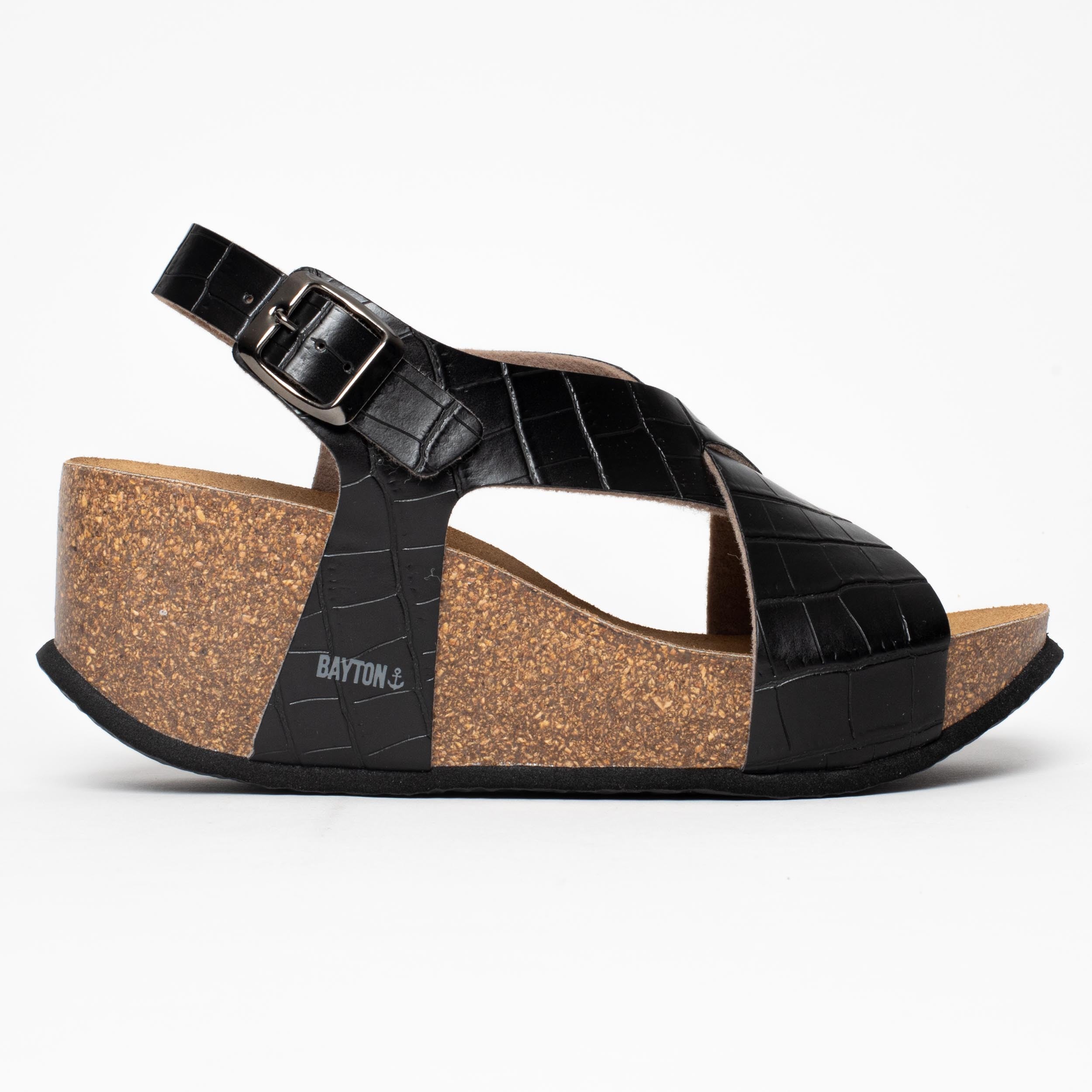 Jerez Black Wedge and Semi-Wedge Sandals