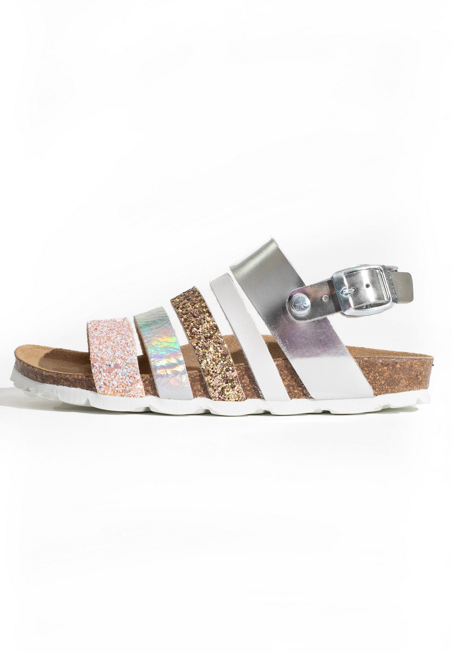 Joy Silver and Glitter Multi-Strap Sandals