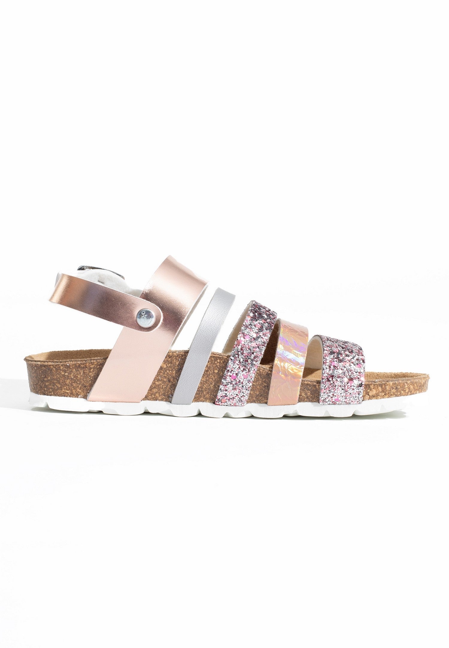 Sandalias Joy Plata y Oro Rosa y Glitter