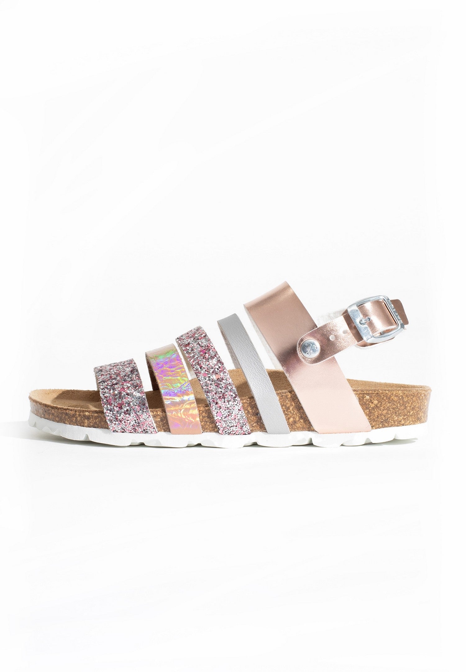 Sandalias Joy Plata y Oro Rosa y Glitter