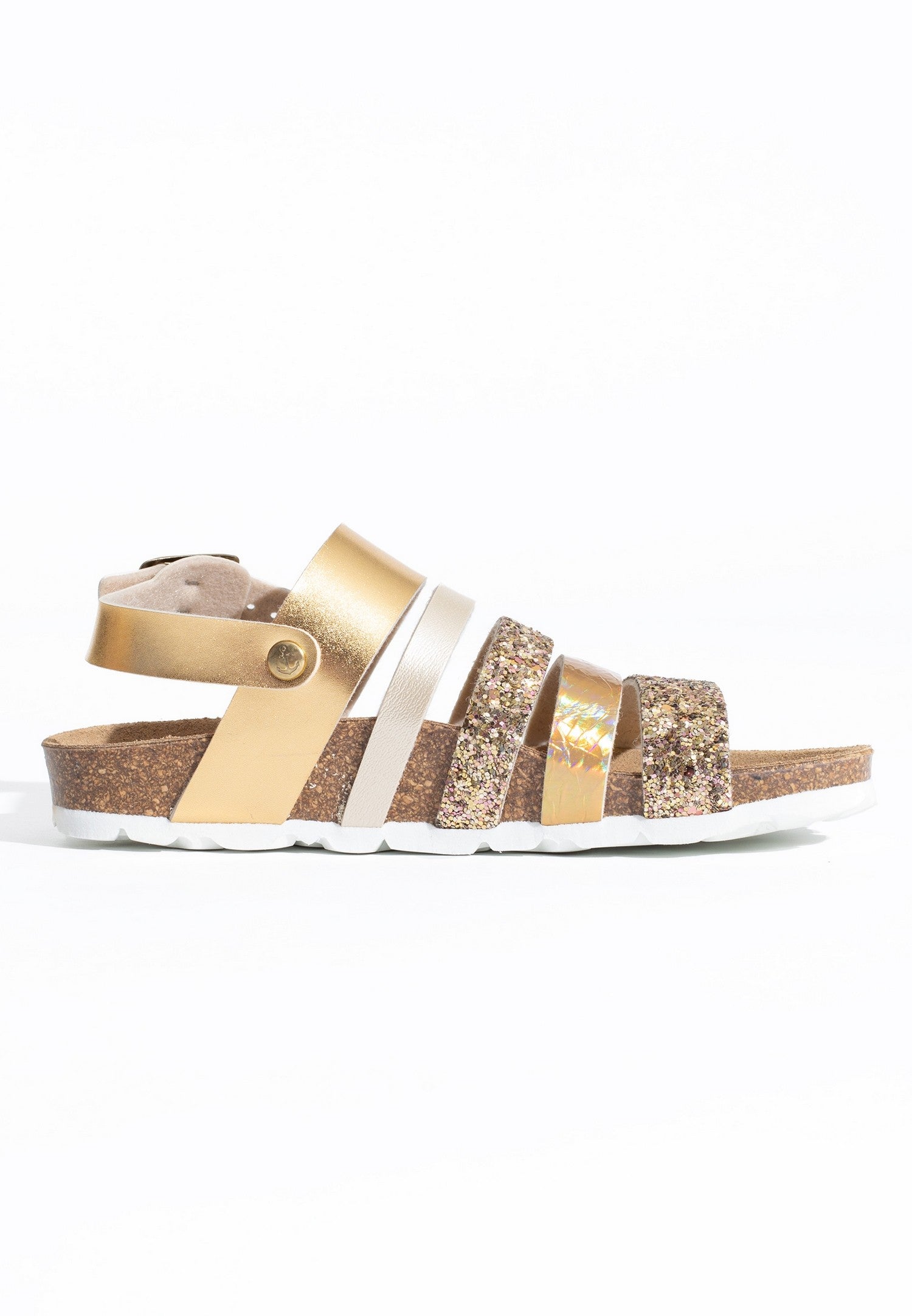 Sandalias Joy oro y purpurina