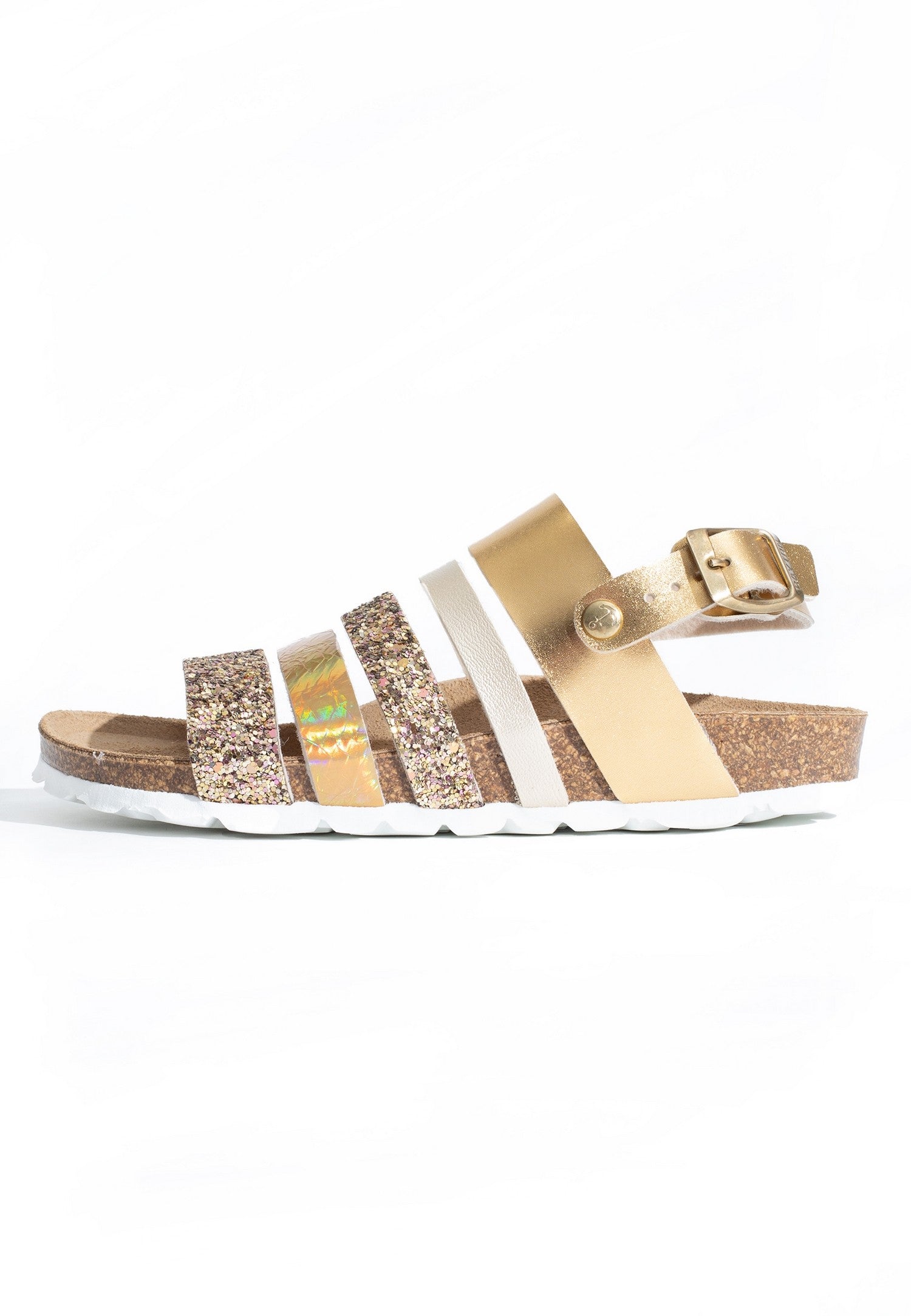 Sandalias Joy oro y purpurina