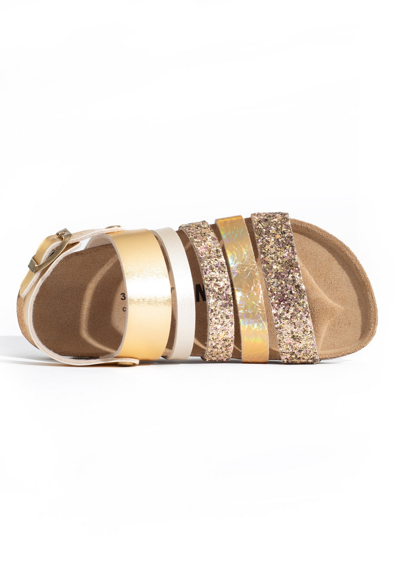 Joy Gold and Glitter Multi-Strap Sandals